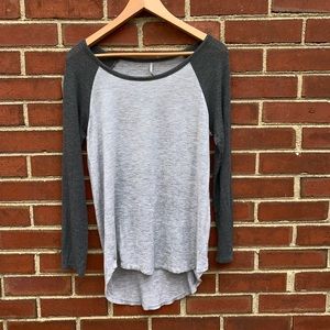 Grey Long Sleeve Baseball Tee